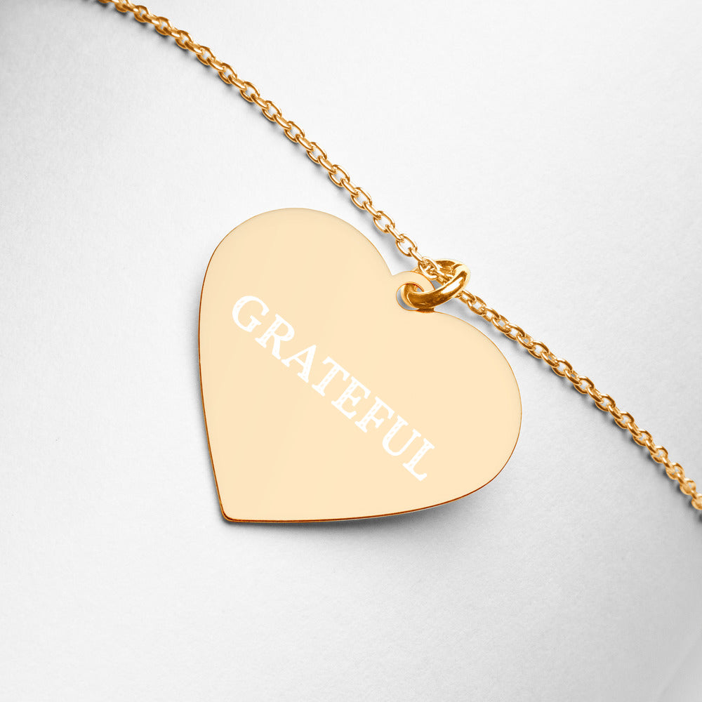 Grateful | Engraved Heart Necklace